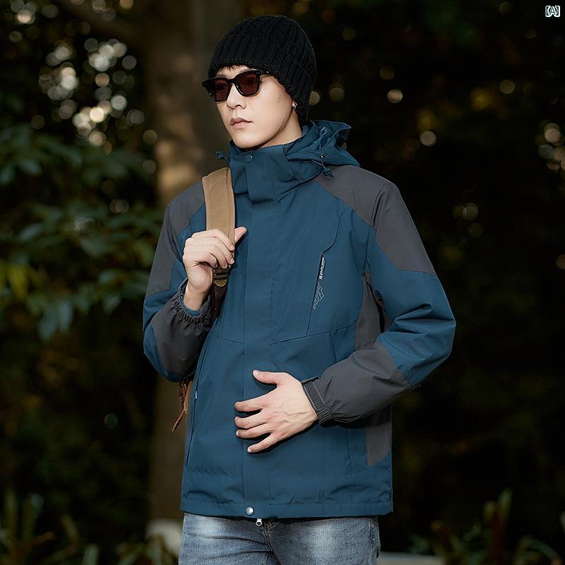 Rakuten - 登山ジャケット メンズ レディース 秋冬 3in1 アウトドア 2点セット フリース 内胆 防水 防 軽量 吸湿速乾 作業着 通勤用 普段使い