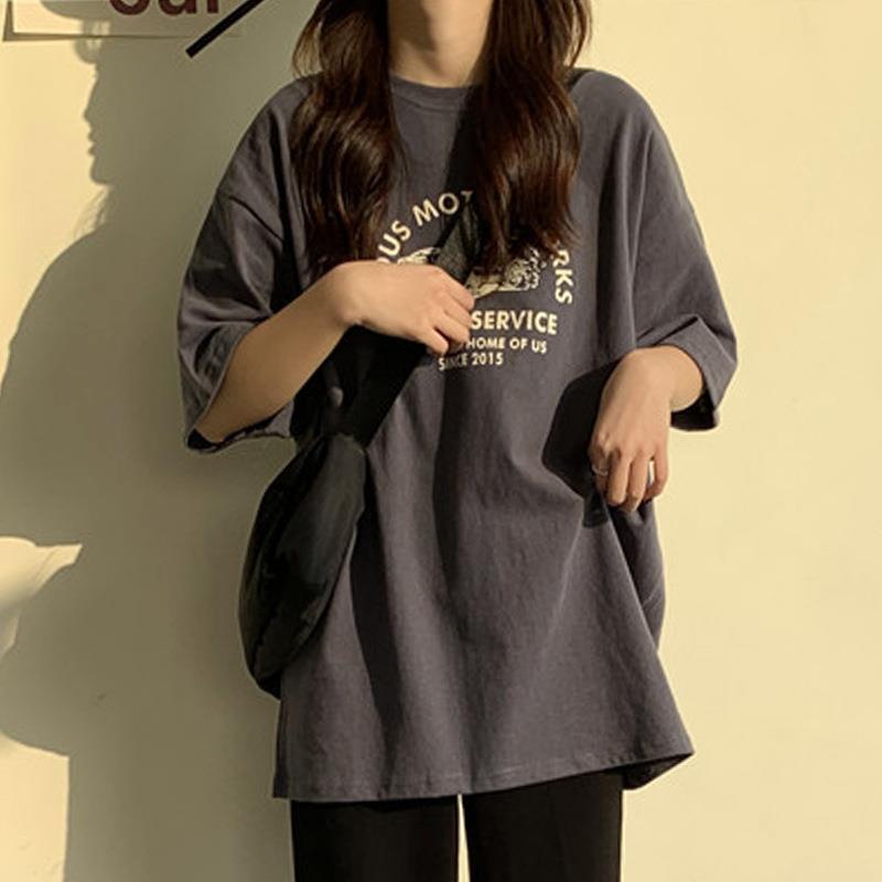 乐天商城 - Tシャツ レディース 夏 ゆったり 半袖 BFスタイル 大きめサイズ インナートップス カジュアル 日常使い コットン混 吸湿速乾 軽量
