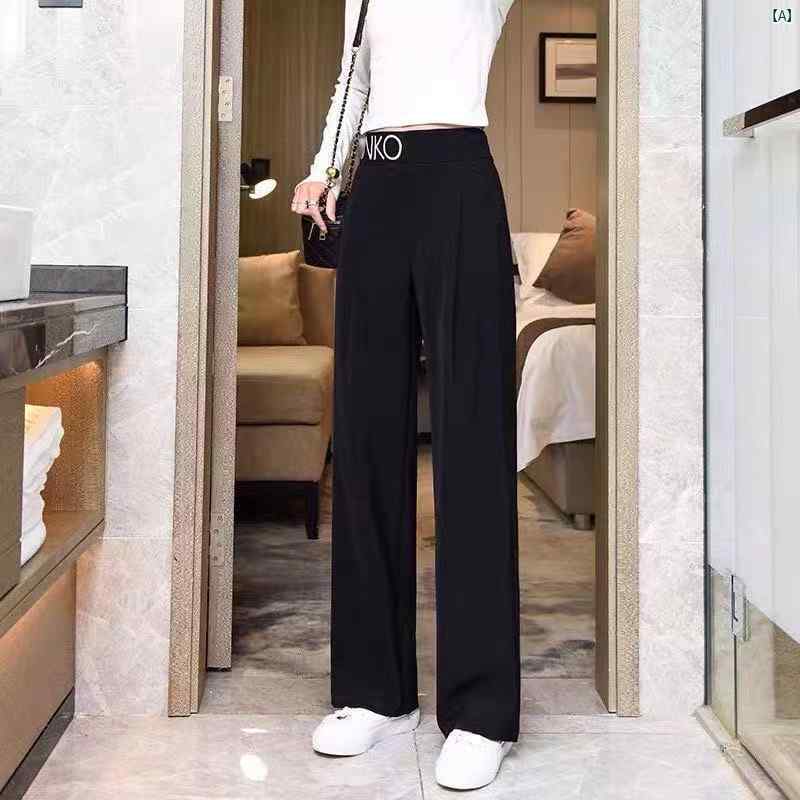 乐天商城 - パンツ レディース ハイウエスト ワイドレッグ 接触冷感 夏用 薄手 ストレート カジュアル 普段使い 軽量 吸湿速乾 通勤対応