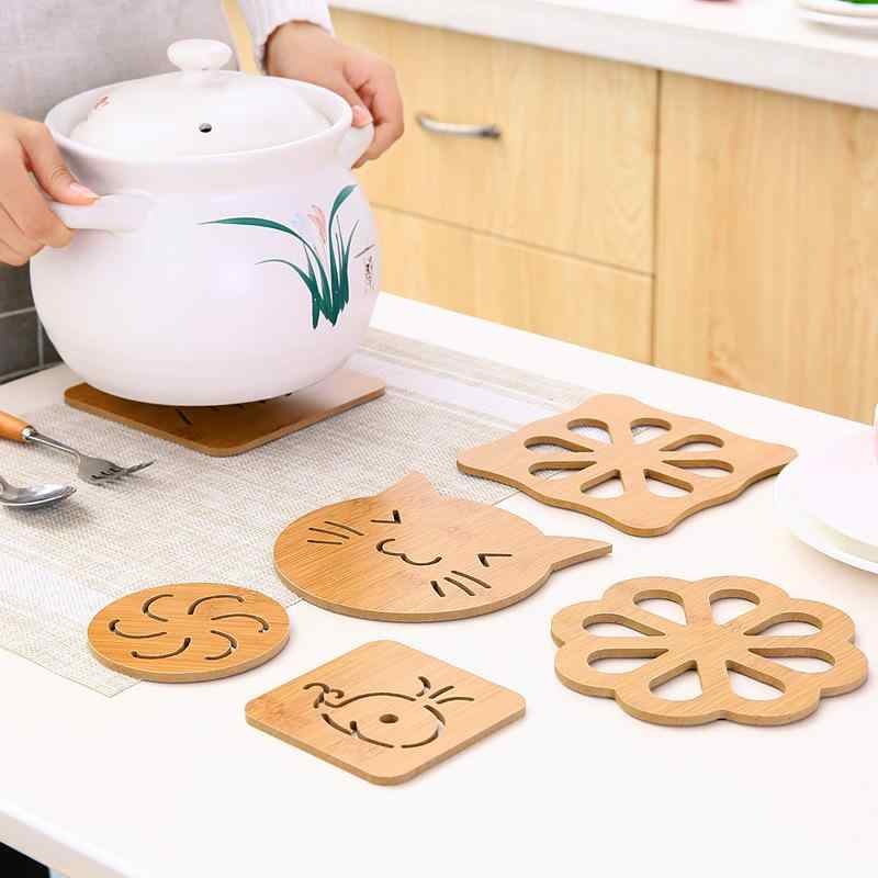 木製 カートゥーン 断熱 キッチン マット 滑り止め かわいい 食卓 置きマット 鍋敷き ティーカップ コースター コップ パッド 家庭用 多機能 ダイニング テーブル 保護