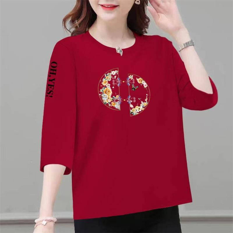乐天商城 - Tシャツ レディース 女性用 七分袖 ゆったり カジュアル インナー トップス 普段使い 合わせやすい コットン調 軽量 伸縮性