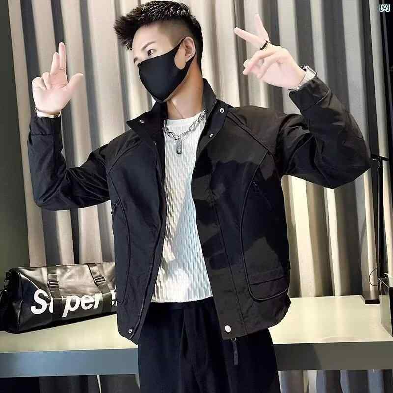 樂天商城 - ジャケット メンズ 秋冬 アウトドア 防 スタンドカラー フライトスタイル 高級感 上着 ウィンドブレーカー 通勤用 普段使い 軽量 吸湿速乾