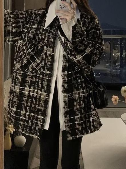 乐天商城 - ジャケット レディース 千鳥格子柄 高級感 春秋 レトロ アメリカンスタイル シック 切り替え 軽量 伸縮性 通勤用 普段使い コート トップス ブラウス