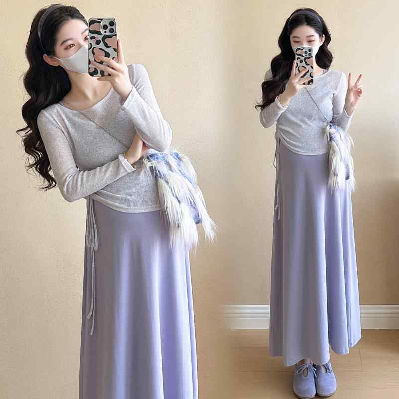 妊婦服 春夏 マタニティ キャミワンピース UVカット ロングシャツ セット エレガント スリムシルエット 伸縮性 軽量 コットン混 普段使い