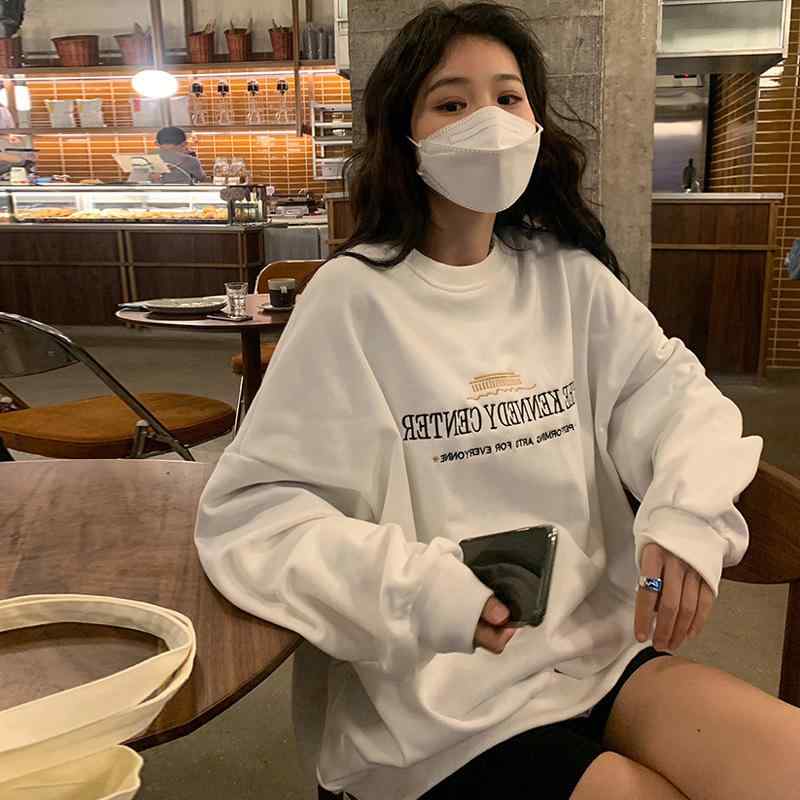 乐天商城 - レディース 秋冬 ゆったり スウェット 薄手 韓国 オーバーサイズ スタイル クルーネック 長袖 カジュアル トップス 普段使い リラックス ファッション