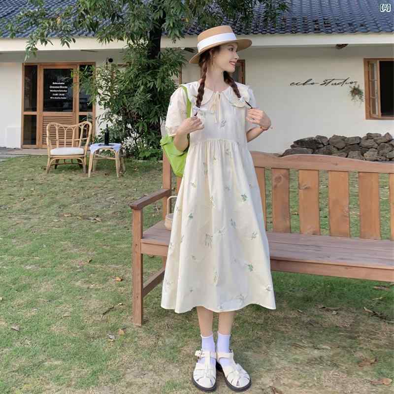 妊婦用 ワンピース 夏 大きめサイズ ゆったり ドールカラー かわいい 花柄 フィッ...