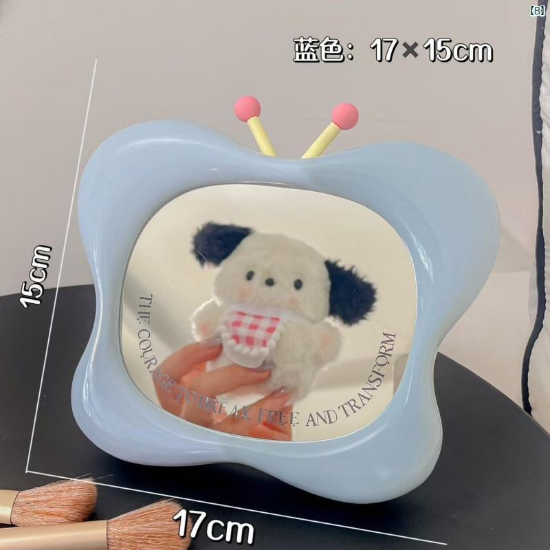 化粧鏡 かわいい 蝶結び リボン デスクトップ 卓上用 ポータブル コンパクト 家庭...