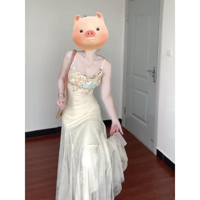 Rakuten - レディース 夏 ワンピース 花柄 レース 半透明 チュール スリムフィット エレガント ビビッドカラー 修身 明快 スタイル