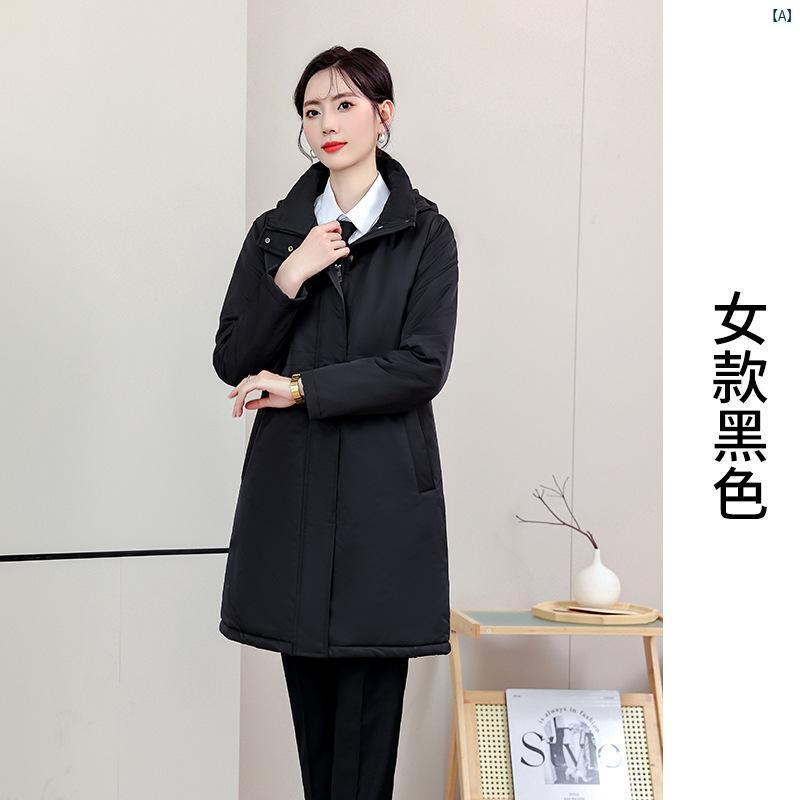 作業服 男女用 冬用 加厚 綿入 ジャケット 中長丈 業務用 ユニフォーム 綿素材 暖...