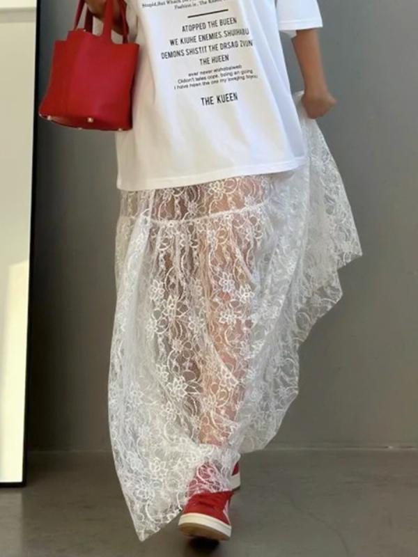 乐天商城 - スカート レディース 秋 フレンチ セクシー 刺繍 レース ハイウエスト Aライン ミディ丈 上品 個性的 普段使い 通勤 軽量 伸縮性