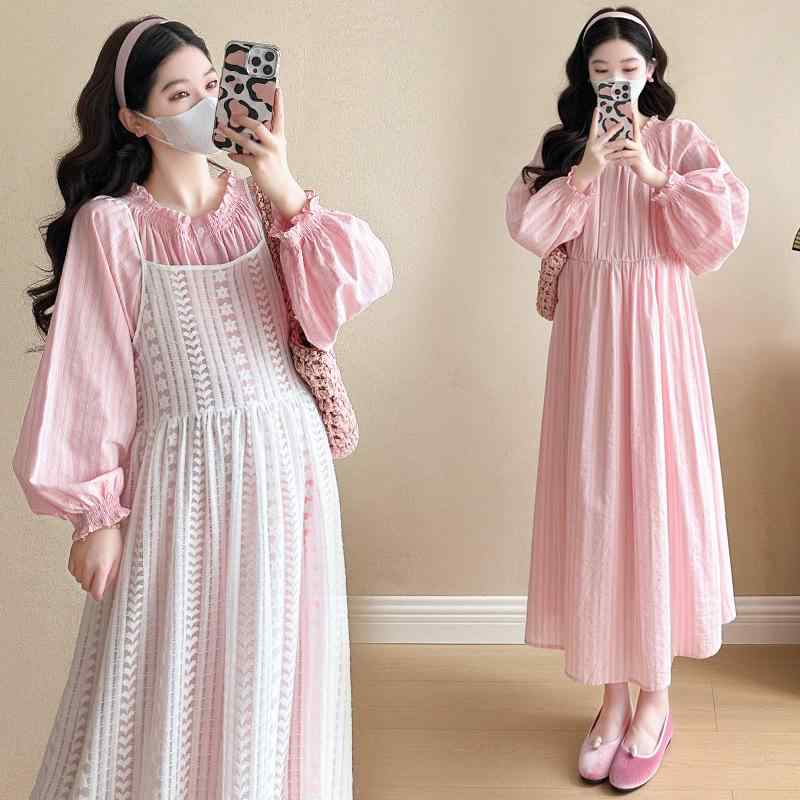マタニティワンピース レディース 妊婦服 チュニック ドレス ジャンパースカート 2...