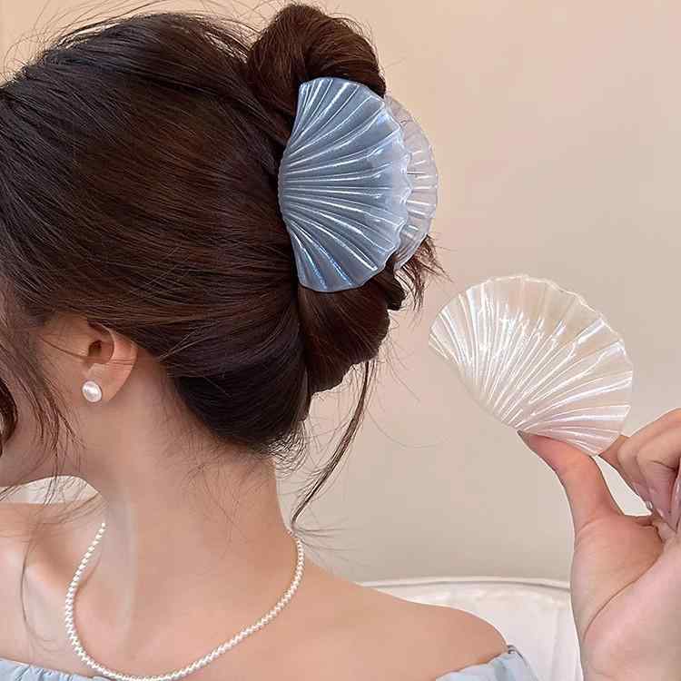 ヘアクリップ レディース ジェリーカラー 貝殻型 後ろ髪 留め具 ヘアアクセサリー ...