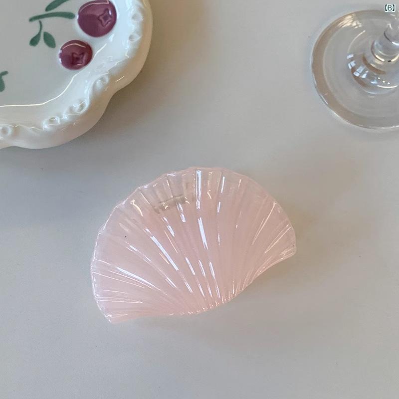 ヘアクリップ レディース ジェリーカラー 貝殻型 後ろ髪 留め具 ヘアアクセサリー ...