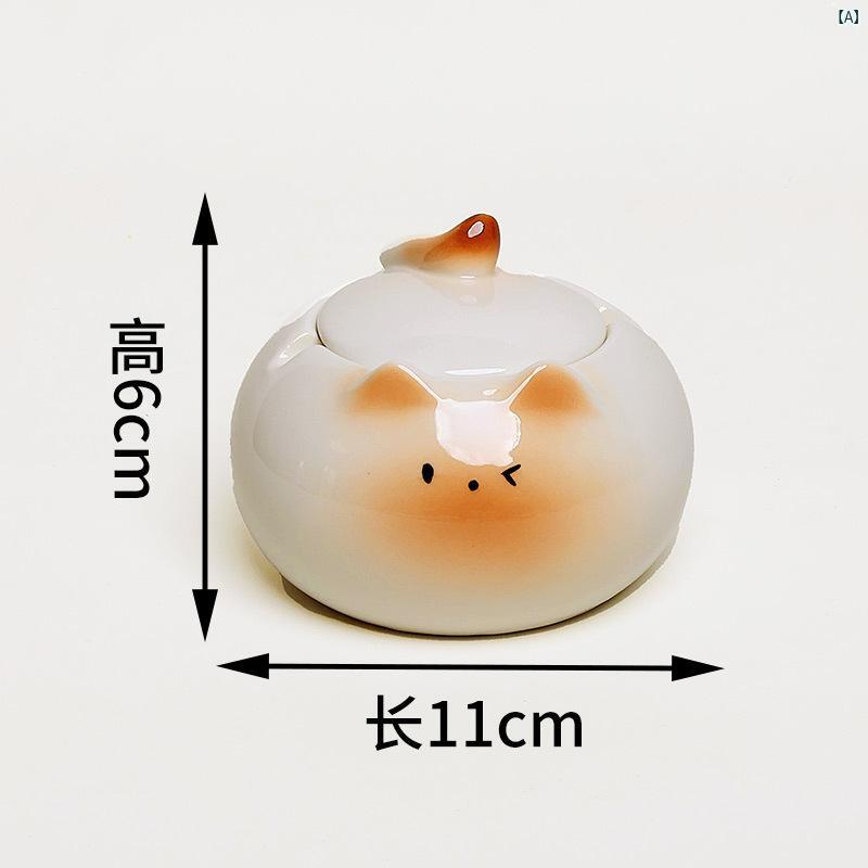 灰皿 卓上用 蓋付き 陶器製 かわいい シャム猫 デザイン おしゃれ インテリア 雑貨 灰飛ばない 防風 小物入れ 収納ケース リビング オフィス デスク周り 癒し系 置物 オブジェ 高級感のある質感 シンプル モダン ギフト 贈り物 整理整頓 喫煙具 creativeglobal01-10183621 クリエイティブグローバル サンプル画像2