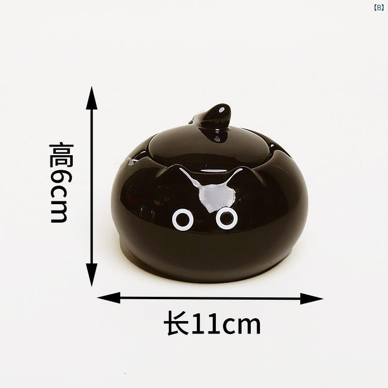 灰皿 卓上用 蓋付き 陶器製 かわいい シャム猫 デザイン おしゃれ インテリア 雑貨 灰飛ばない 防風 小物入れ 収納ケース リビング オフィス デスク周り 癒し系 置物 オブジェ 高級感のある質感 シンプル モダン ギフト 贈り物 整理整頓 喫煙具 creativeglobal01-10183621 クリエイティブグローバル サンプル画像3
