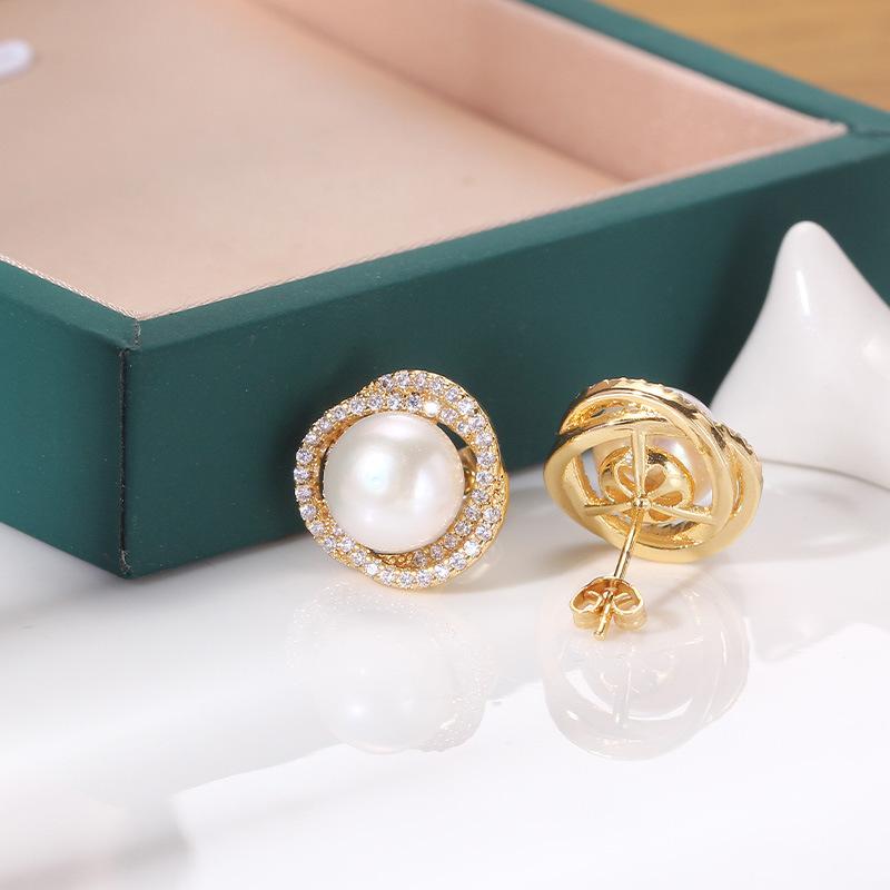 ピアス レディース アクセサリー S925銀針 パール ジルコニア シンプル 鳥の巣デザ...