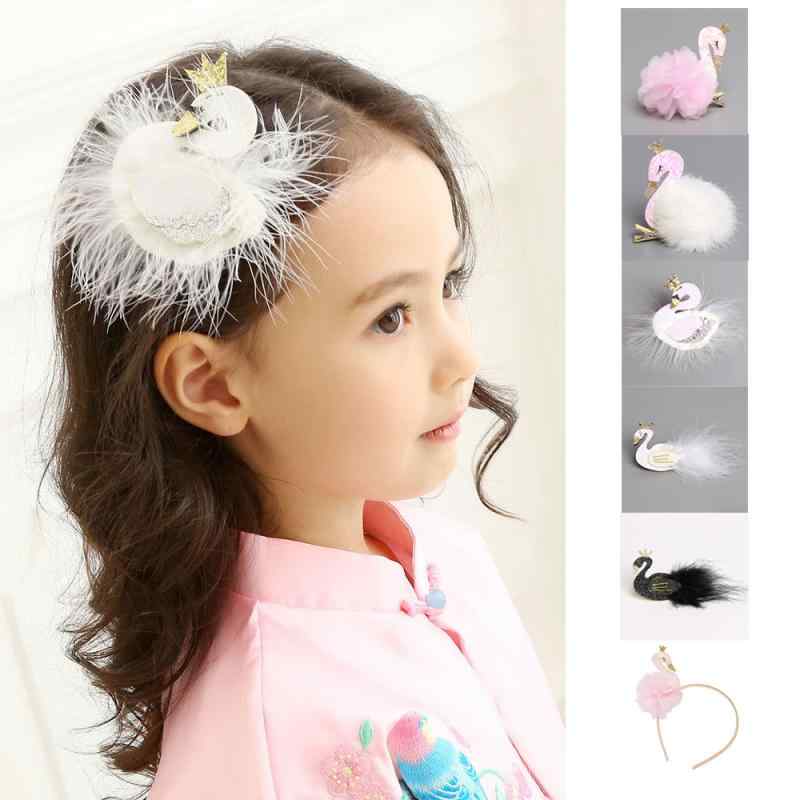 ヘアアクセサリー キッズ 女の子 ヘアクリップ 髪飾り スワン 羽根 花 モチーフ カチューシャ セット 発表会 撮影用 舞台用 かわいい おしゃれ フォーマル ヘアピン サイドクリップ 髪留め 子供用 ヘアゴム ヘッドドレス お姫様 演出 コスプレ 記