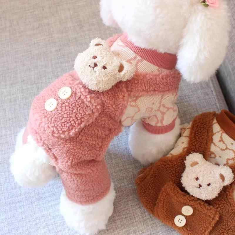 ペット服 犬用 秋冬物 防寒着 中型犬 小型犬 ビションフリーゼ トイプードル ポメラニアン 暖かい 厚手 綿入れ 中綿ジャケット 4本足 カバーオール つなぎ サロペット 散歩用 お出かけ用 部屋着 ドッグウェア かわいい オシャレ 軽量 保温性 伸縮