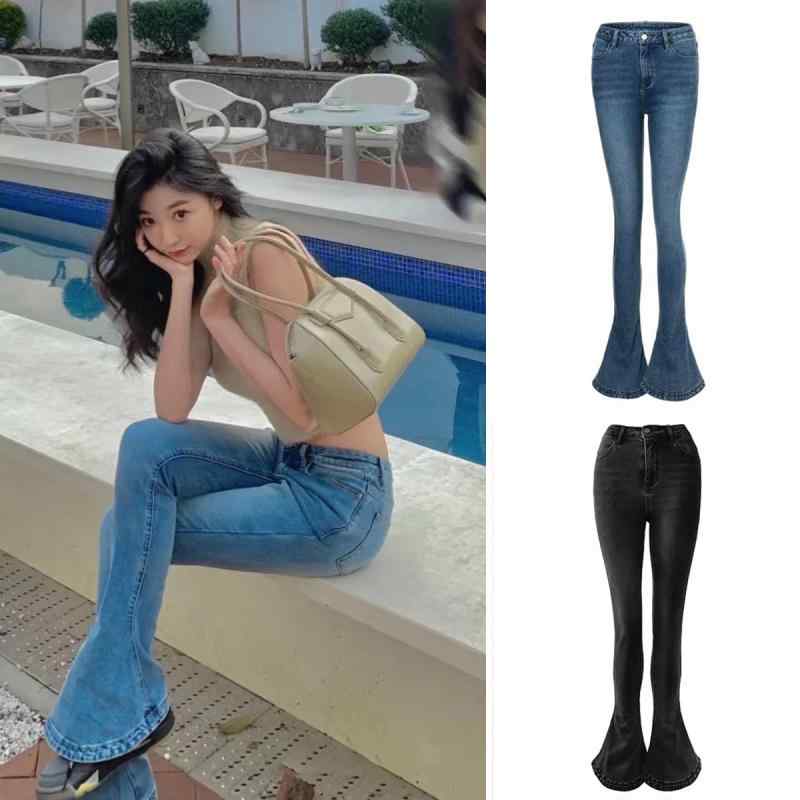 デニムパンツ レディース ジーンズ ロング丈 ハイウエスト 美脚 スリム フィット ベルボトム ブーツカット フレアパンツ ストレッチ 伸縮性 タイト 美尻 脚長 効果 スタイルアップ 体型カバー 着痩せ 細見え 普段使い 通勤 通学 大人 カジュアル