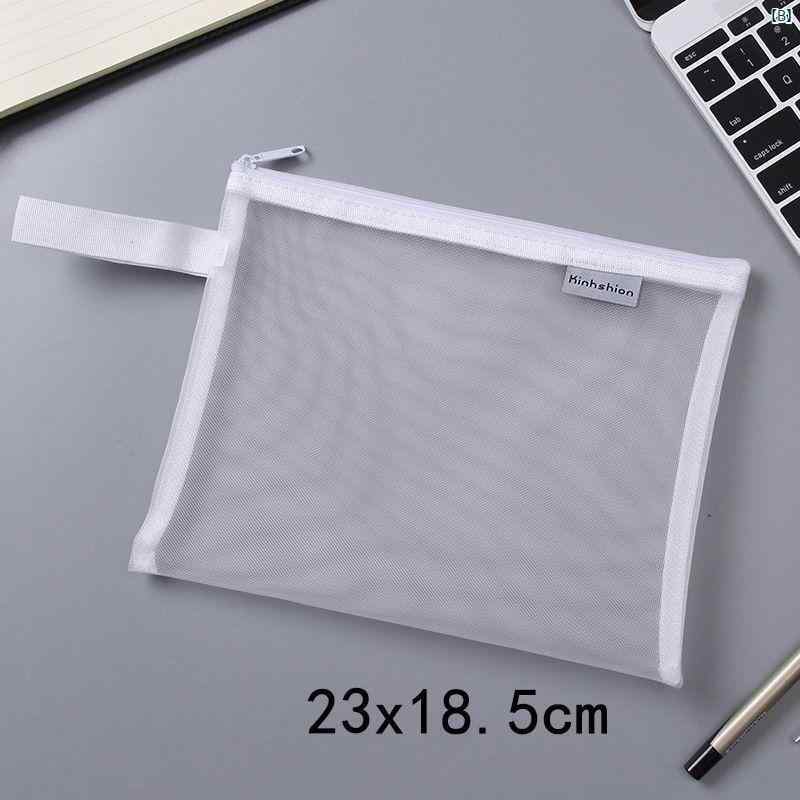 収納ポーチ 文房具バッグ 筆箱 透明 メッシュ 小物入れ 事務用品 大容量 整理袋 フ...