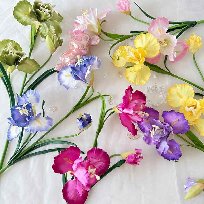 造花 アイリス 枯れない花 アートフラワー インテリア雑貨 玄関 リビング ダイニング テーブル装飾 ウェディング 結婚式 パーティー 会場装飾 撮影用小物 スタジオ装飾 ホテル装飾 装飾品 オブジェ 置き物 手作りブーケ フェイクフラワー リアル花束
