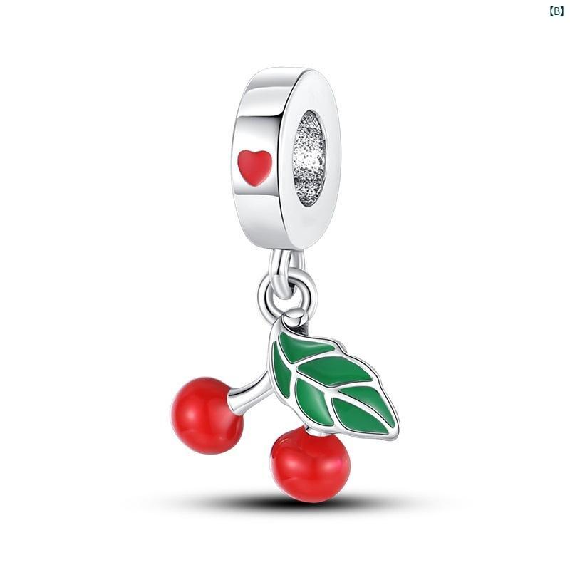 ブレスレット レディース アクセサリー ジュエリー 腕輪 果物 モチーフ アボカド さくらんぼ チャーム シルバー 銀メッキ 925 銅製 DIY 手作り ビーズ パーツ かわいい おしゃれ 手元 上品 華奢 アクセント プレゼント 贈り物の商品画像 3