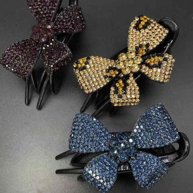 バレッタ レディース ヘアアクセサリー ヘアクリップ ヒョウ柄 リボン ビジュー付...