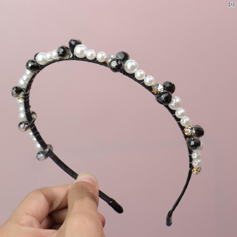 ヘアアクセサリー レディース ヘッドバンド カチューシャ 韓国風 手作り パール ク...
