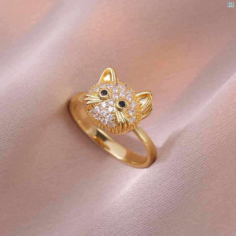 クリエイティブグローバルのネックレス レディース 指輪 セット 猫モチーフ アクセサリー 鎖骨チェーン ジュエリー 首飾り チョーカー シルバーカラー 鈦鋼 ステンレス 錆びにくい 金属アレルギー対応 回転式 デザイン かわいい おしゃれ ギフト用 高級感 存在感 輝き デイリー｜アングル3