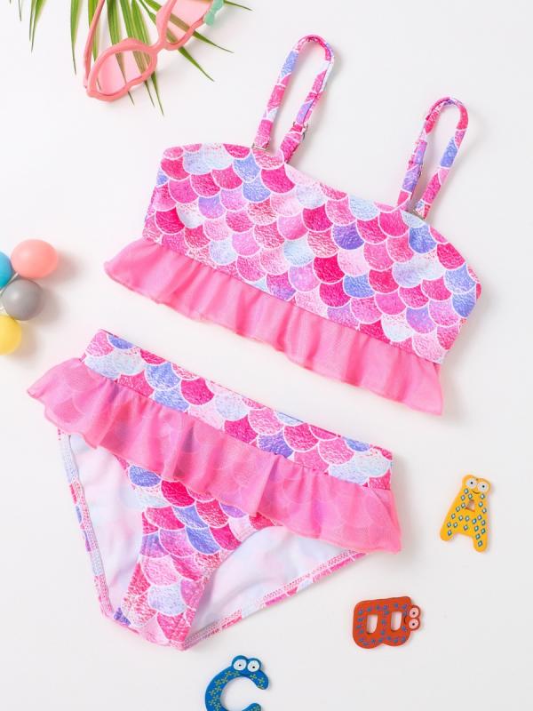水着 キッズ 女の子 セパレート マーメイド ビキニ 人魚姫 スイムウェア 子供用 幼児 小学生 かわいい 伸縮性 吸湿速乾 通気性 動きやすい 快適 肌触り良い レジャー アウトドア ビーチ 海水浴 プール 温泉 リゾート 遊び着 夏休み カラフル ポ