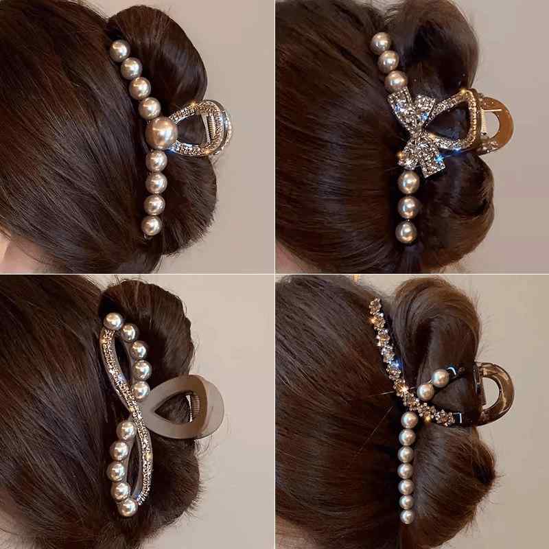 ヘアクリップ レディース バンスクリップ 髪留め 髪飾り アクリル製 ブラウン系 ラインストーン付き 大サイズ 大きめ ヘアアクセサリー まとめ髪 盤髪 ヘアアレンジ 華やか 高級感 エレガント おしゃれ 上品 かわいい 万能 デイリー 通勤用 普段使い