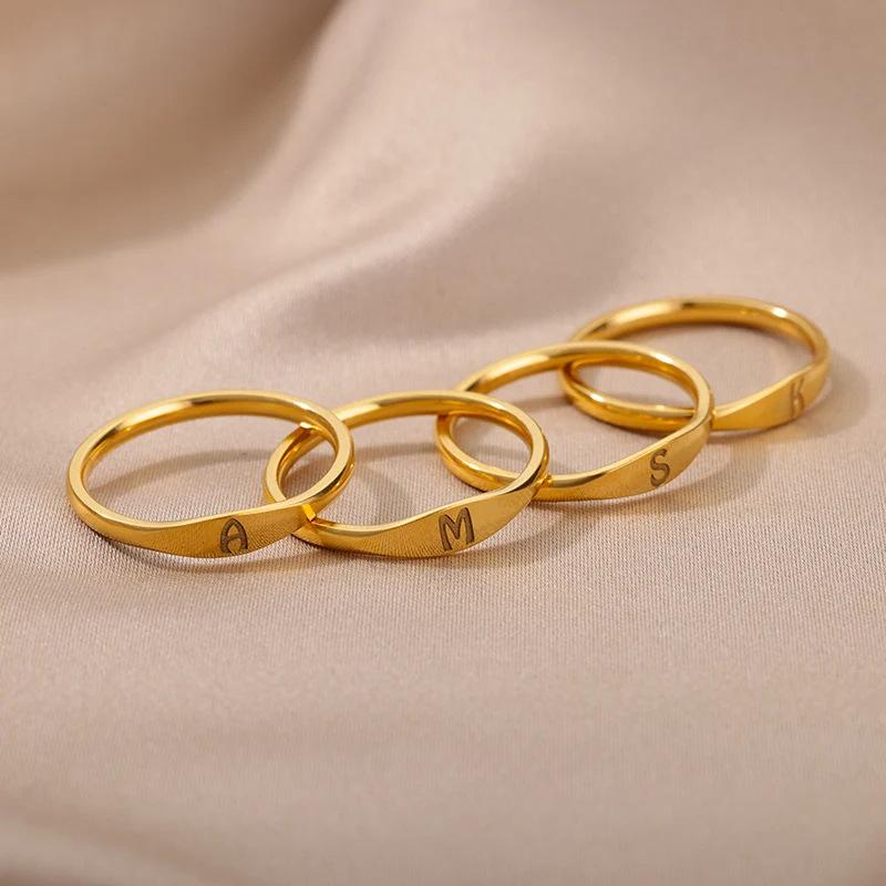 指輪 レディース ステンレス アルファベット イニシャル リング 26文字 シンプル ...