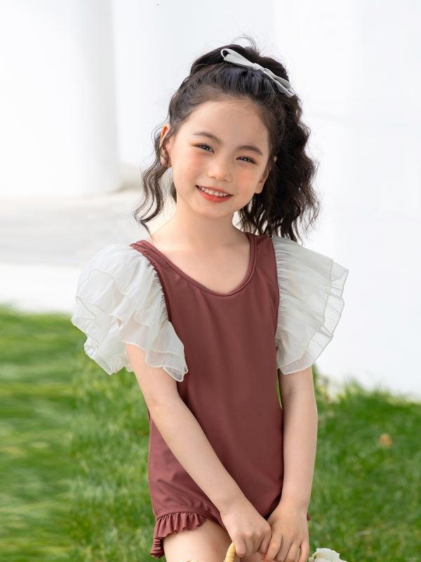 水着 キッズ 女の子 ワンピース 子供用 フリル 蝶結び バックオープン 韓国風 切り...