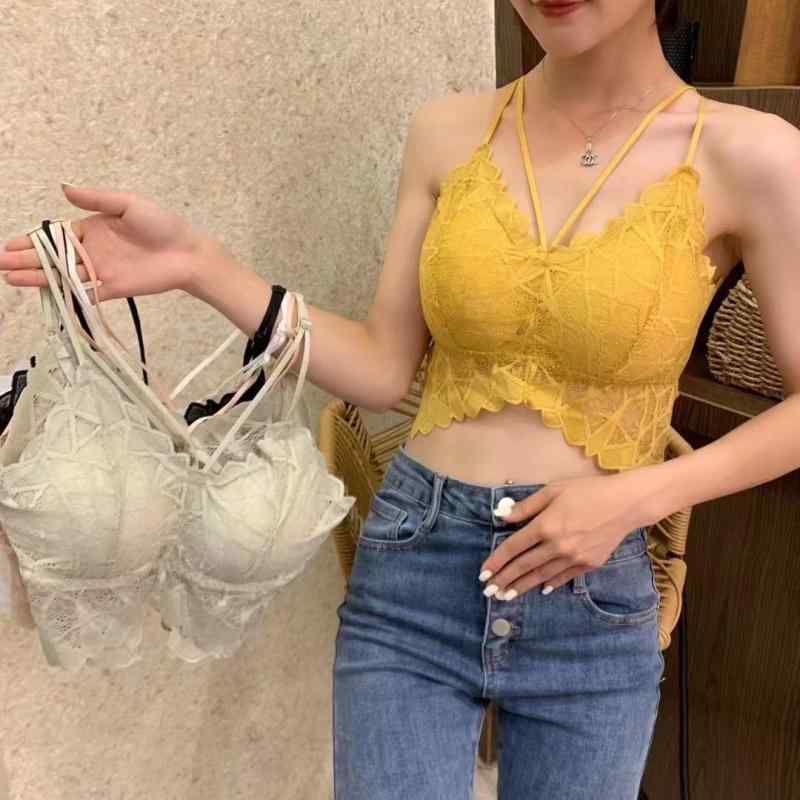 ブラジャー レディース カップ付き インナー キャミソール レース クロスストラップ 美背 脇高 ノンワイヤー 胸元カバー 下着 伸縮性 肌着 部屋着 普段使い インナーウェア ストレッチ素材 フィット感 締め付けない リラックス感 通気性 吸湿速乾 重