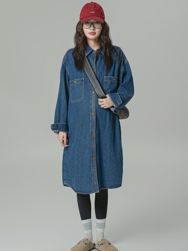 ワンピース レディース 大きいサイズ マタニティ服 妊婦服 デニムワンピース 秋冬 ゆったり 体型カバー 着痩せ 長袖 膝丈 カジュアル 韓国風 ロング丈 お腹周りカバー 体系カバー プラスサイズ マタニティウェア お出かけ 普段使い デニム生地 柔らか