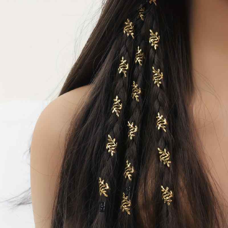ヘアアクセサリー レディース かつら用 パーツ 金属製 葉っぱモチーフ 三つ編み用 リング 40個セット 装飾用 ダンス 発表会 イベント 髪飾り 紐留め メタルパーツ おしゃれ 華やか 手作り DIY素材 ヘアアレンジ シルバー ゴールド 銅色 高級感