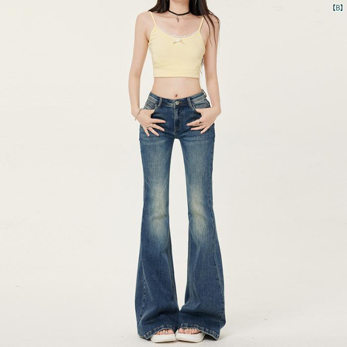 クリエイティブグローバルのデニムパンツ レディース 大きいサイズ ハイウエスト ストレッチ 微フレア ジーパン ボトムス ズボン ゆったり 着痩せ 細見え 脚長効果 体型カバー 美脚 ロング丈 カジュアル 普段使い 通勤 通学 デイリー スタイルアップ 美尻効果 高品質 伸縮性｜アングル3