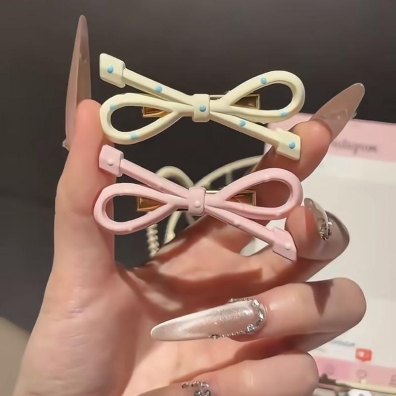 ヘアクリップ レディース ヘアアクセサリー 水玉模様 リボン パッチン留め 前髪クリップ サイドクリップ 髪飾り プリンセス風 フリル かわいい 髪留め 髪留 ヘアピン おしゃれ かわいい スイート系 ガーリー 普段使い デイリー使い お出かけ 髪飾り 髪