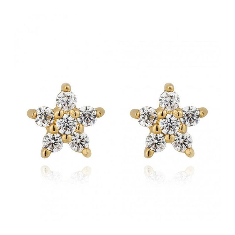 ピアス レディース シルバー925 銀針 花 フラワー ジルコニア 星 スター かわいい シンプル おしゃれ 小ぶり アクセサリー 耳飾り 揺れない キャッチタイプ デイリー カジュアル オフィス 上品 フェミニン 大人かわいい ジュエリー プレゼント