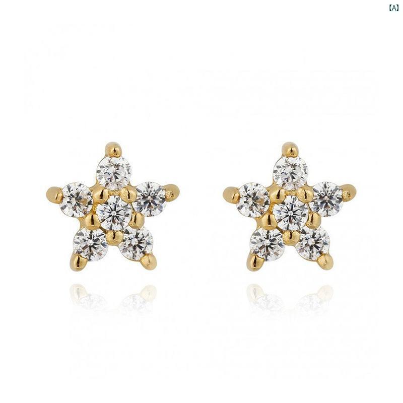 クリエイティブグローバルのピアス レディース シルバー925 銀針 花 フラワー ジルコニア 星 スター かわいい シンプル おしゃれ 小ぶり アクセサリー 耳飾り 揺れない キャッチタイプ デイリー カジュアル オフィス 上品 フェミニン 大人かわいい ジュエリー プレゼント｜アングル2