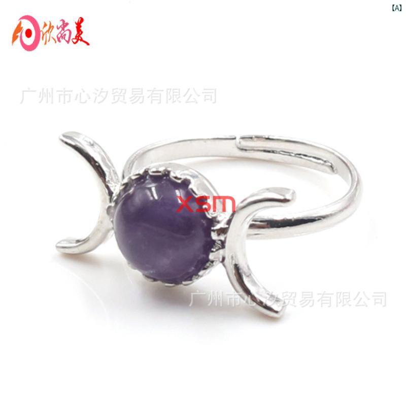 指輪 レディース 天然水晶 ムーン 月 モチーフ 韓国系 大人かわいい 上品 華奢 アクセサリー ジュエリー シルバー 925 指先飾り ファッションリング パーティー 結婚式 デート プレゼント ギフト 贈り物 シンプル おしゃれ カジュアル きれいめ