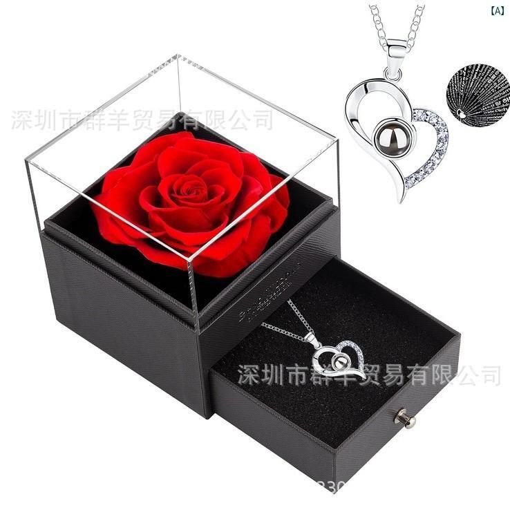 プリザーブドフラワー 指輪 ネックレス 収納ボックス アクリル製 ジュエリーケース 薔薇…