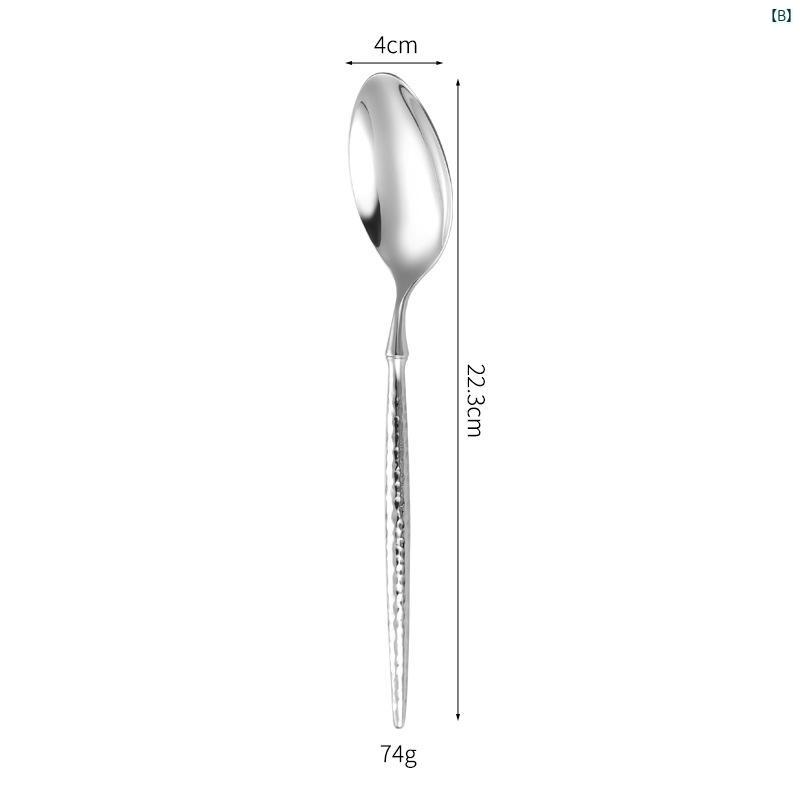 クリエイティブグローバルのカトラリー レディース 男性用 おしゃれ 304ステンレス 食器 酒店 レストラン用 ステーキナイフ フォーク スプーン 槌目模様 ダイヤ柄 ハンドル 持ちやすい 頑丈 高級感 テーブルウェア キッチン雑貨 カフェ風 普段使い 業務 家庭用 耐久性 錆び｜アングル3