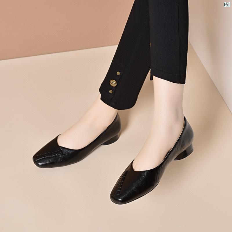 パンプス レディース ぺたんこ ローヒール フラットシューズ ラウンドトゥ 浅口 通勤靴 仕事用 オフィス 立ち仕事 疲れない 歩きやすい スリッポン 痛くない コンフォートシューズ 婦人靴 合成皮革 ブラック シンプル ベーシック 無地 カジュアル 大 creativeglobal01-10249489 クリエイティブグローバル サンプル画像2