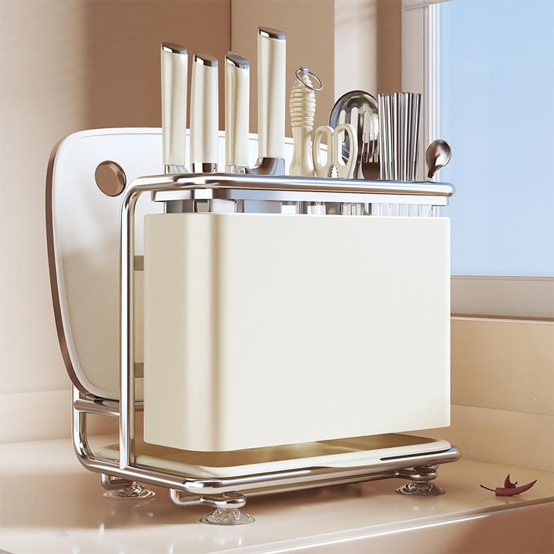 キッチンツールスタンド 収納ラック 多機能 キッチン収納 包丁立て まな板立て 箸立て 調理器具スタンド 水切りラック 整理整頓 省スペース コンパクト おしゃれ シンプル キッチン周り 料理道具 キッチン用品 キッチン雑貨 衛生的 清潔 安定感 キッチ