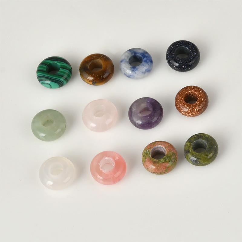 ビーズ レディース アクセサリー 手芸用品 天然石 瑪瑙 水晶 算盤珠 扁珠 大孔 平...