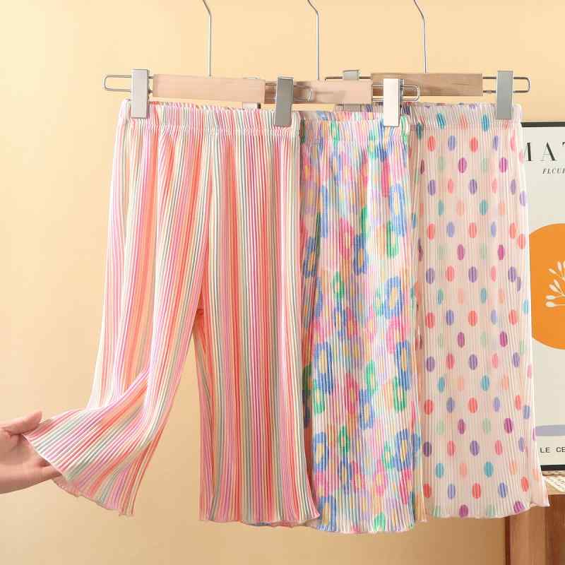 ロングパンツ キッズ 女の子 ズボン ボトムス 水玉 ドット柄 ワイドパンツ ゆるパ...