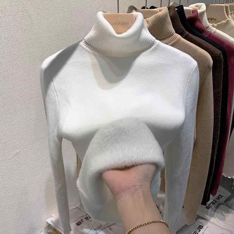 トップス レディース 長袖 Tシャツ カットソー ハイネック 秋冬 裏起毛 厚手 保暖 防寒 暖かい 針織 リブ編み インナー プルオーバー ゆったり 体型カバー 大きいサイズ 着痩せ 無地 シンプル カジュアル 重ね着 伸縮性 肌触り 柔らかい 部屋着
