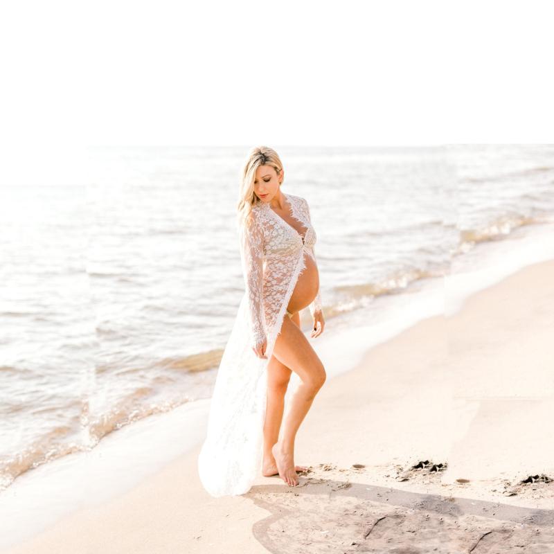 ワンピース レディース マタニティ レース ロング丈 ドレス 妊婦用 写真撮影 前開き ゆったりサイズ 大きいサイズ 体型カバー マキシ丈 華やか 柔らか素材 上品 エレガント フォトスタジオ 記念撮影 ママ お腹周りカバー フレア袖 伸縮性 結婚式 パ