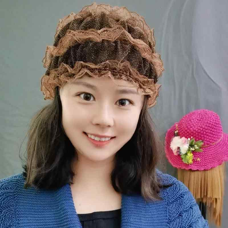 ヘアバンド レディース 花柄 レース ヘアアクセサリー 洗顔用 ターコイズブルー 伸...